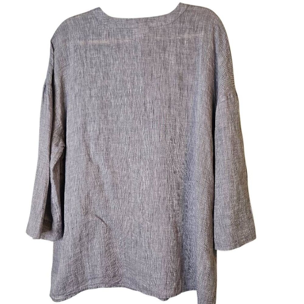 Pure Jill blue heathered linen top. Size XL. #982 - Picture 2 of 5